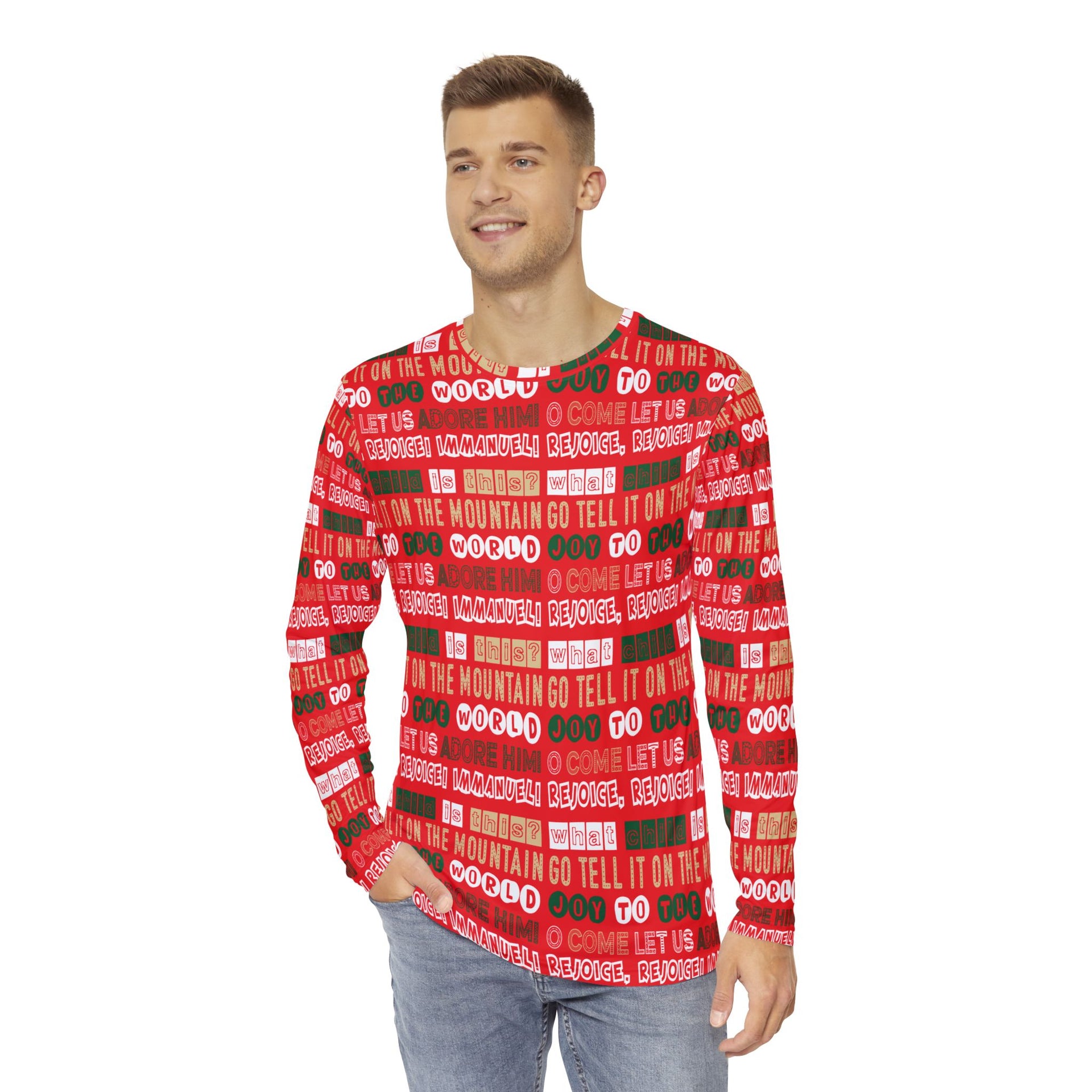Team Jesus 365 - Christmas Long Sleeve Shirt for Men - (Jolly Red)