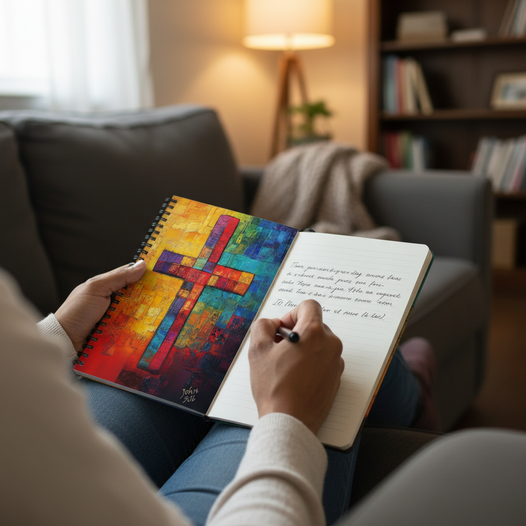 Colorful Cross - Spiral Notebook