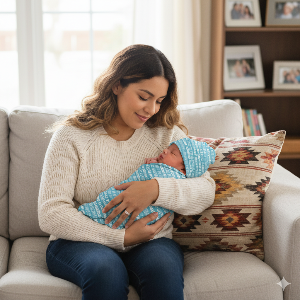 Team Jesus 365 -  Baby Swaddle Blanket (White Letters on Blue Background)