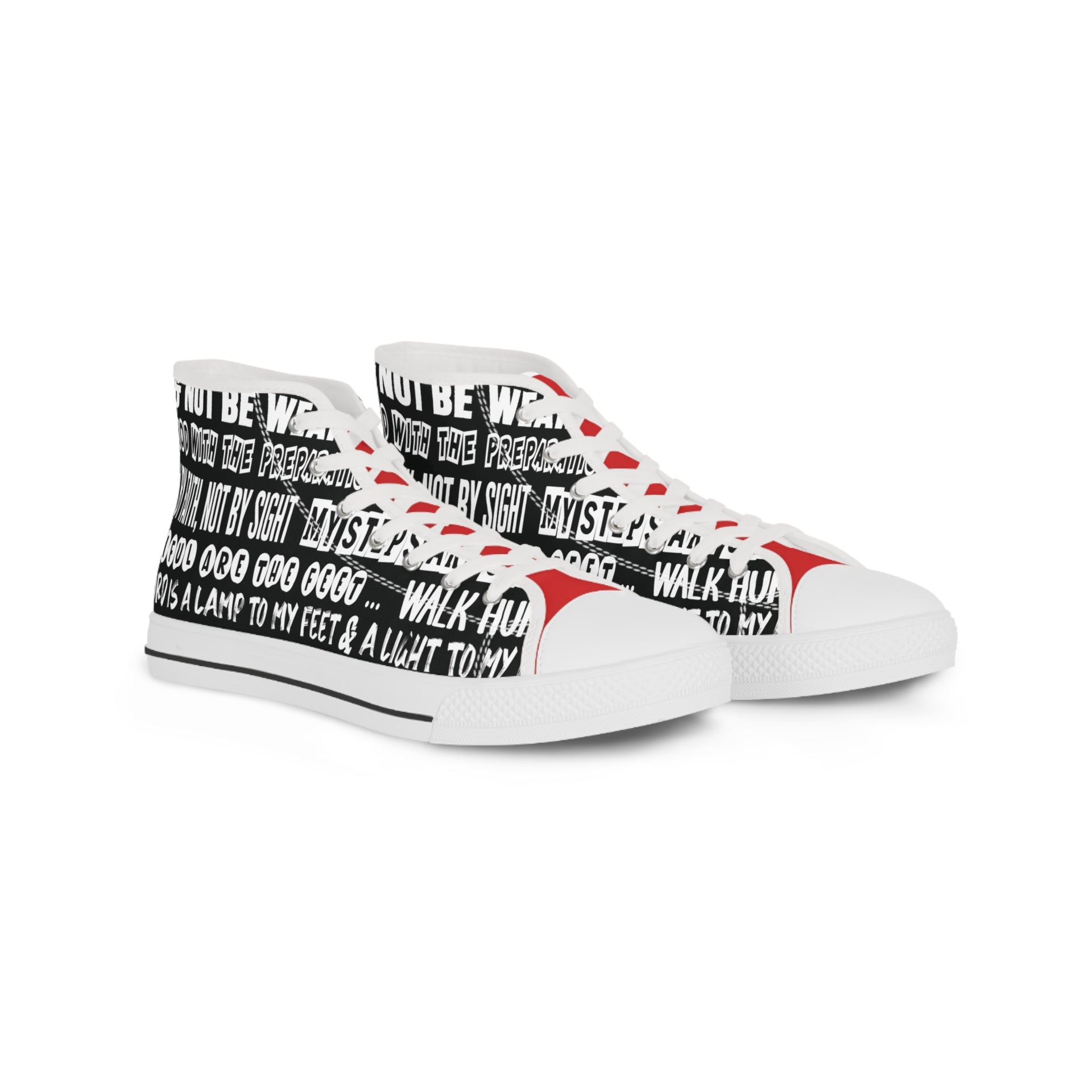 "Walk by Faith" -  Men's High Top Sneakers for Men (Red and Black)