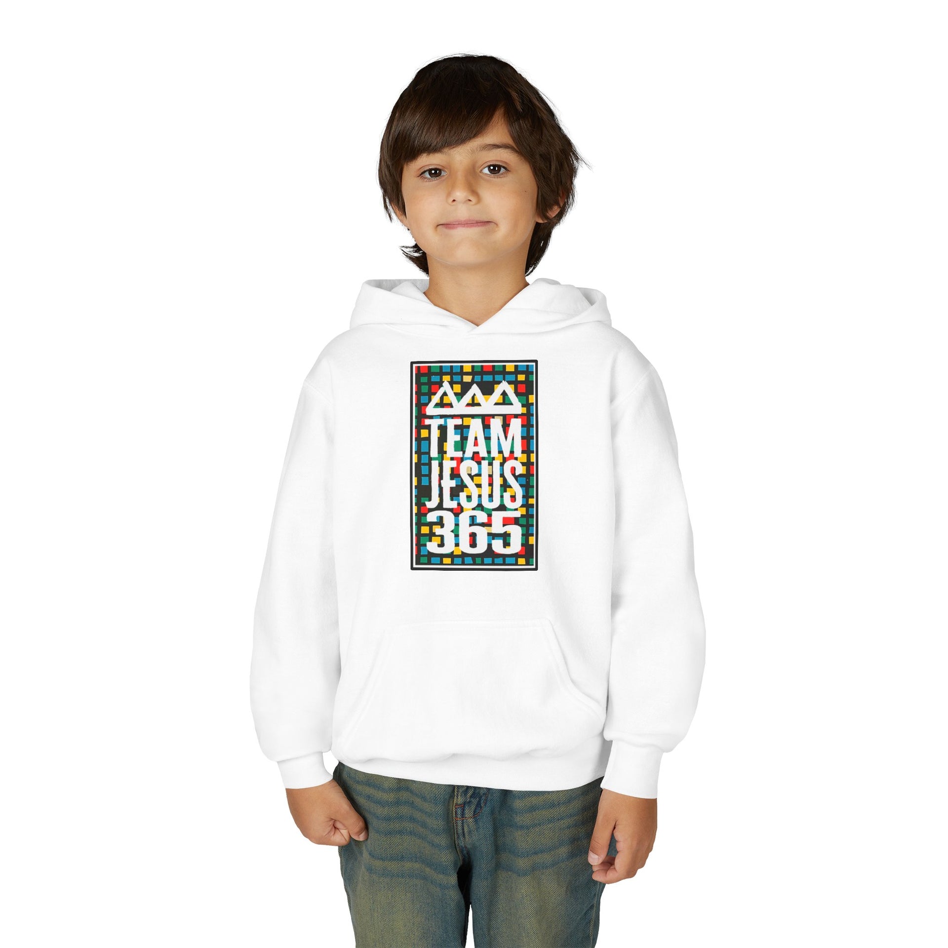 Team Jesus 365 (Branded - Mosaic) - Youth Hooded Sweatshirt