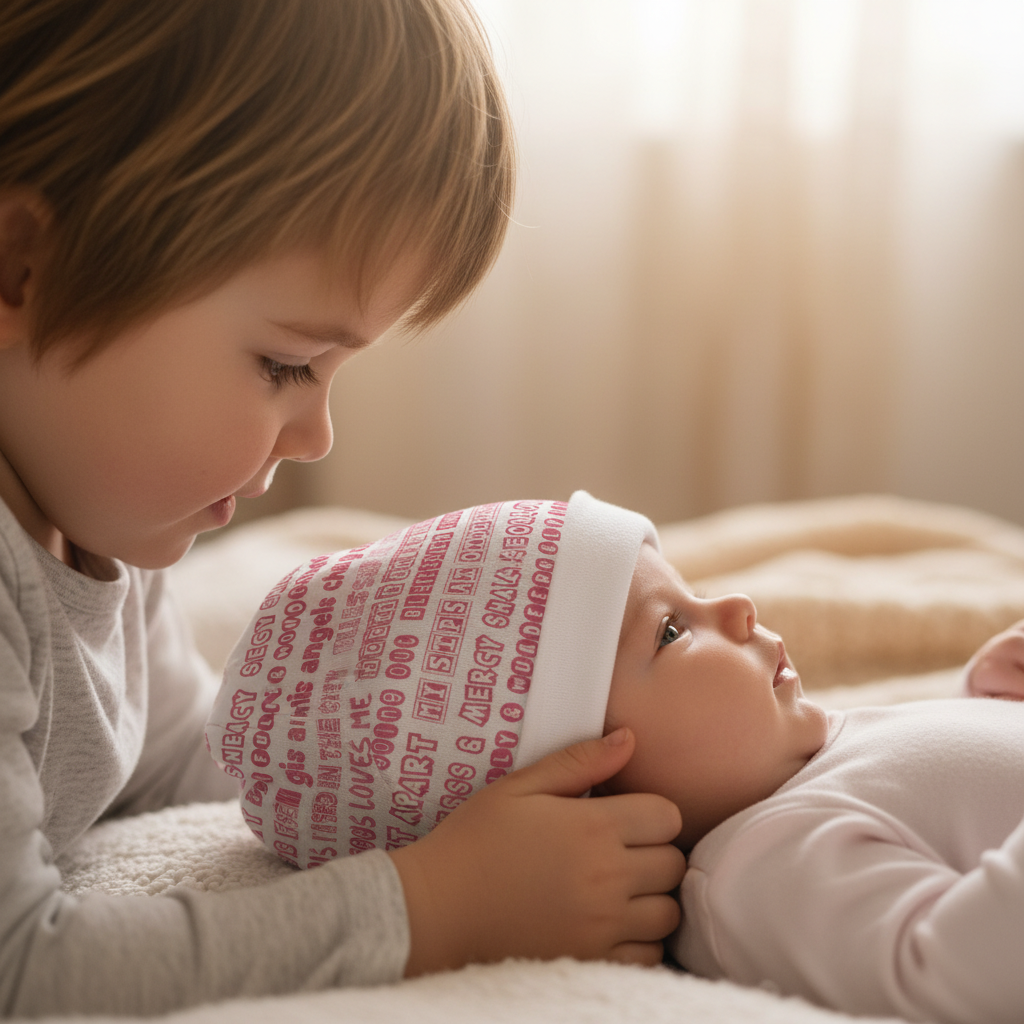 Team Jesus 365 -  Baby Beanie (Pink Letters on White Background)
