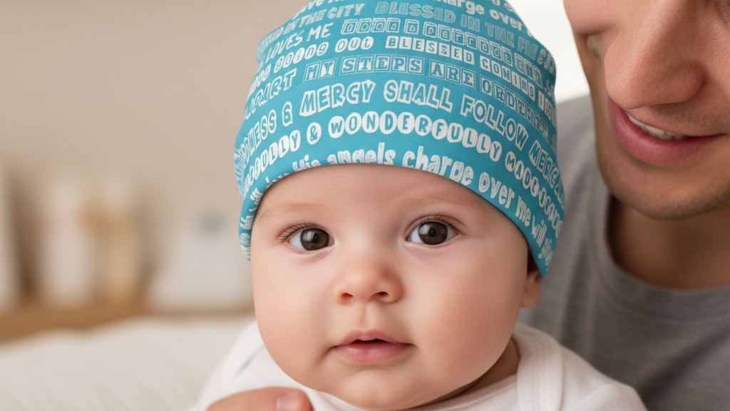 Team Jesus 365 - Baby Beanie (White Letters on Blue Background)