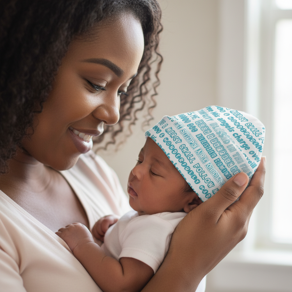 Team Jesus 365 - Baby Beanie (Blue Letters on White Background)