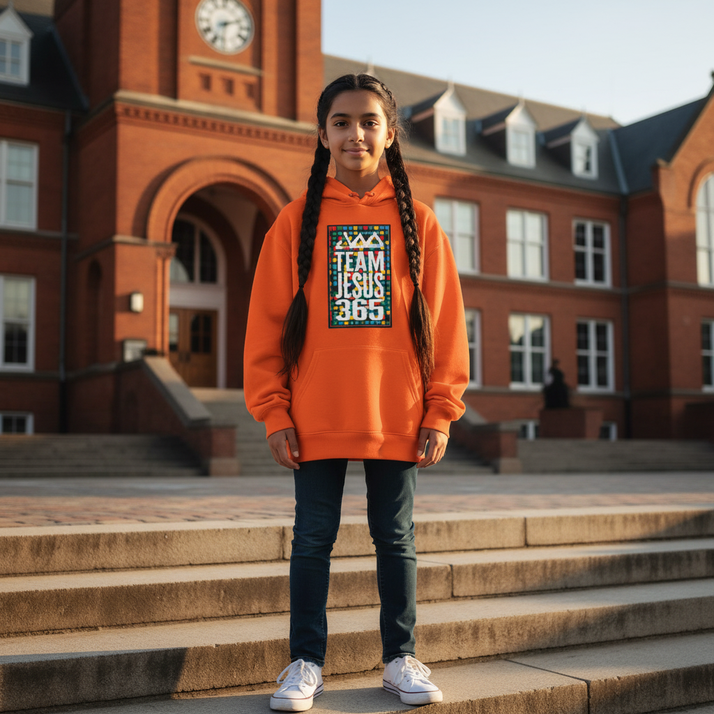 Team Jesus 365 (Branded - Mosaic) - Youth Hooded Sweatshirt